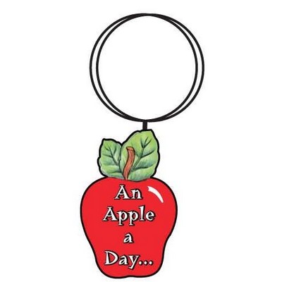 Apple w/ Daily Apple Slogan Keychain w/Mirrored Back (4 Square Inch)