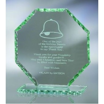 Medium Jade Glass Pearl Edge Octagon Award