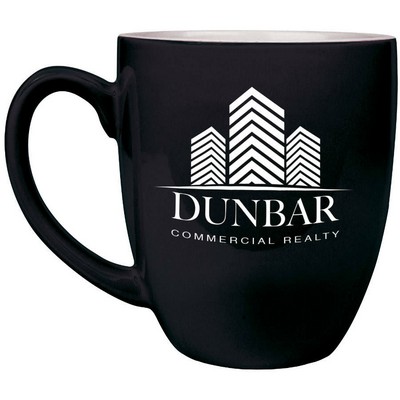 Black Bistro Ceramic Mug, Engraved, 16 oz