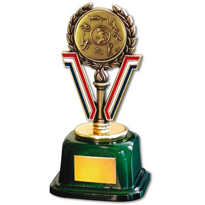 Stock 7" Trophy with 2" Track & Field Female and Engraving Plate
