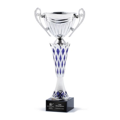 Medium Silver Metal Cup with Lattice Column
