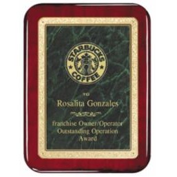 Rosewood Piano Finish Plaque with Green Plate, 8 x 10"