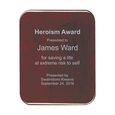 Rosewood High Gloss Color-Fill Plaque - Round Corners (9"x12")