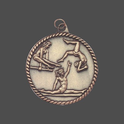 Bronze Female Gymnastics High Relief Medal (2")
