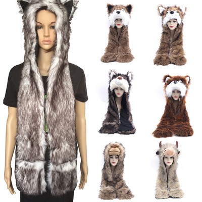 Animal Hood Hat Scarf