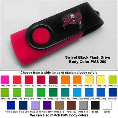 Swivel Black/Red Flash Drive (128 MB Memory) Body PMS 200