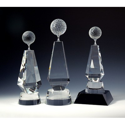 Golf Tower Optical Crystal Award/Trophy 11"H - Variant B