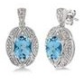 Jilco Inc. Sterling Silver Oval Blue Topaz & Diamond Earrings