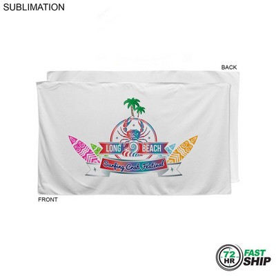 72 Hr Fast Ship - Plush and Soft Velour Terry Cotton Blend White Beach Towel, Sublimated (35"x60")