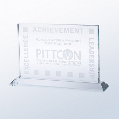 Starfire Clear Glass Horizontal Rectangle Award w/Base - Large
