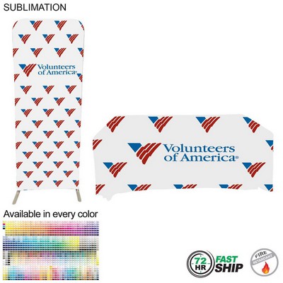 72 Hr Fast Ship - Trade Show Booth Package Sleek, 2' EuroFit Display and 6' Sublimated Tablecloth