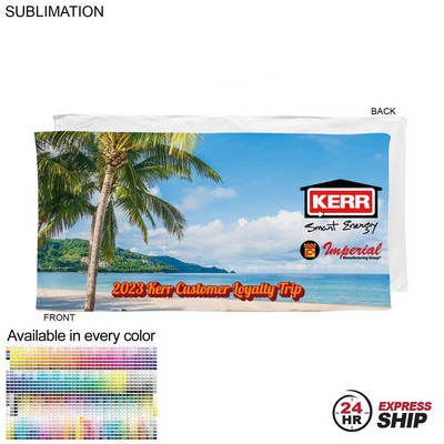 24 Hr Express Ship-Heaviest Weight, Plush Velour Terry Cotton Blend Beach Towel, Sublimated 30"x60"