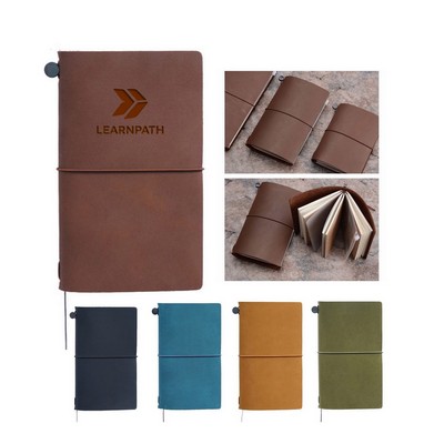 Portable Handmade Genuine Leather Journal (Size 6.89"x4.33") - Ocean