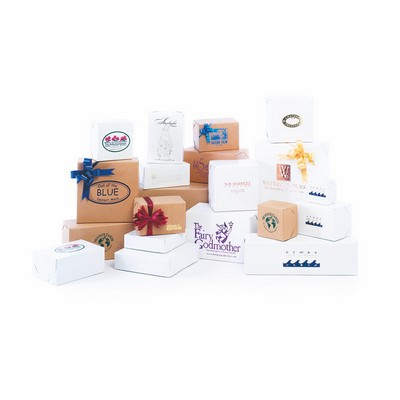 2 Piece Lock Corner White & Natural Kraft Gift Boxes (7"x7"x7")