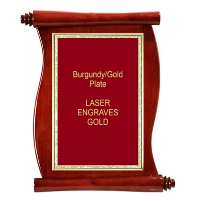 Scroll Plaque 10-1/2" x 14" With a 7" x 10" Burgundy/Gold Florentine Plate