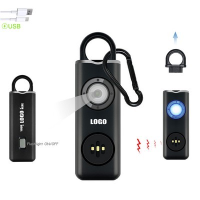 Safety Alarm High-Decibel Emergency Siren & LED Flashlight Rechargeable Self-Defense Keychain