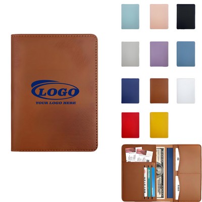 Travel Passport Wallet - Pu Leather Cover With Card Pockets