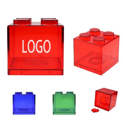 Transparent Building Block Style Coin Bank