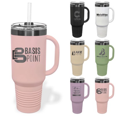 Polar Camel 40oz Ghost Black ION-Plated Travel Mugs w/ Straw