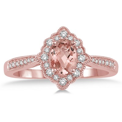 Jilco Inc Morganite And Diamond Ring - Size 8
