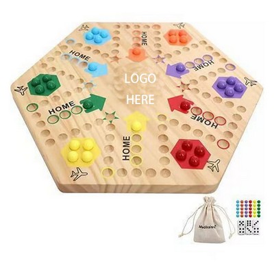 Wooden Double-Sided Board Game Flying Chess