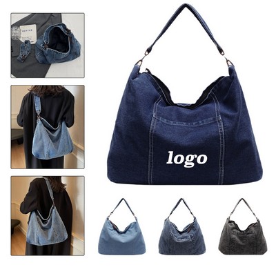 Denim Zippered Tote Bag