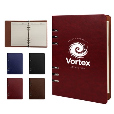 A5 Refillable PU Leather 6 Ring Binder Notebook