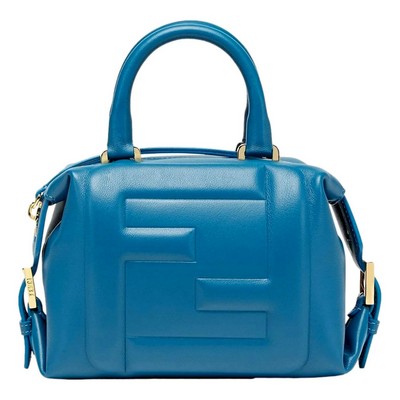 FENDI FF Cube Womens Handbag Mare Dark Blue Crossbody Bag Fendi Logo