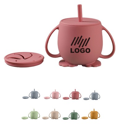 Silicone Baby Cup With Straw & Snack Lid