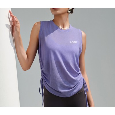 Loose-Fit Yoga Muscle Tank Breathable Sleeveless Workout Cover-Up Quick-Dry Running