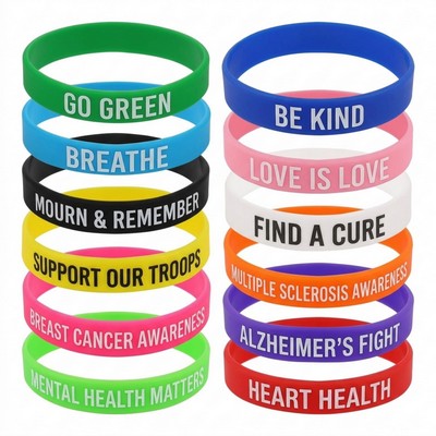 Screen Printed Silicone Awareness Wristbands