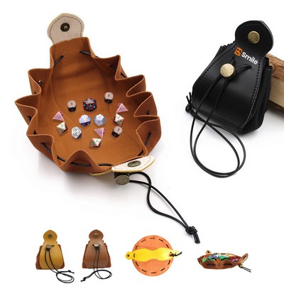 Premium Leather Dice Pouch with Drawstring Closure
