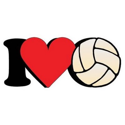 I Love Volleyball Promotional Magnet w/ Strip Magnet (3 Square Inch)