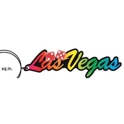 Las Vegas w/Dice Key Chain on Clear Mirrored Back (12 Square Inch)