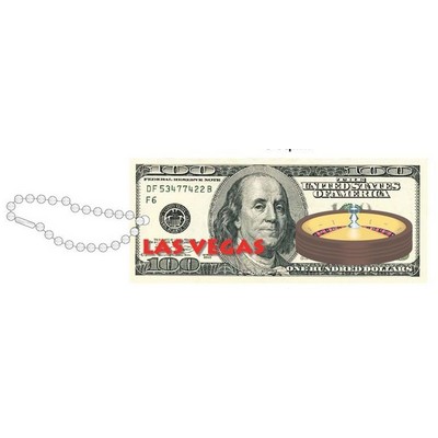 Vegas Roulette Table On $100 Bill Key Chain w/ Black Back (4 Square Inch)