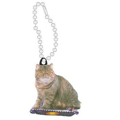 Exotic Shorthair Cat Promotional Key Chain w/ Black Back (8 Square Inch)