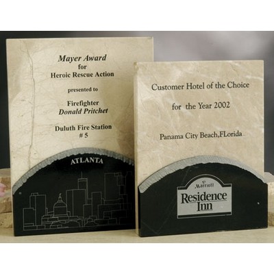 Green/Teak Marble Skyline Business Plaque (7"x9")