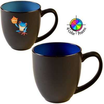 14.5 Oz. 2 Tone Satin Black & Royal Blue 4 Color Process Bistro Mug - Dishwasher Safe