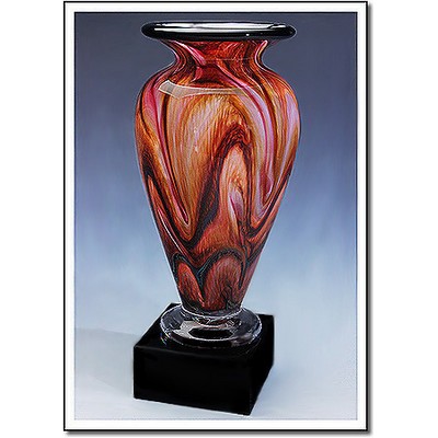 Painted Sands Athena Art Glass Vase w/ Marble Base (3.75"x9.75")