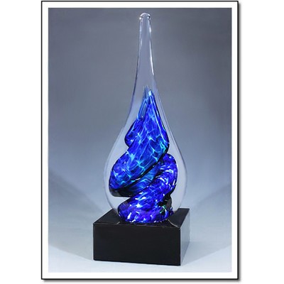 Hydro Custom Waterspout Art Glass Sculpture w/ Marble Base (3"x8")