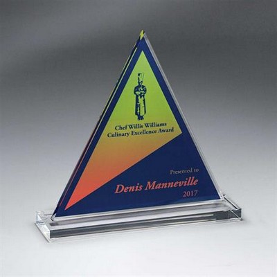 Clear Acrylic Triangle on Clear Base (8" x 7.75" x 2.5")
