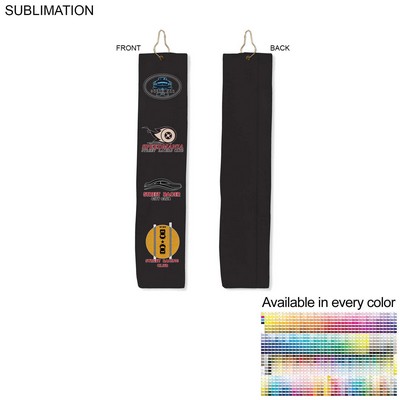 Microfiber Dri-lite Terry Golf Towel, Trifold Grommet and Hook, Sublimated, Finished Size (6"x25")