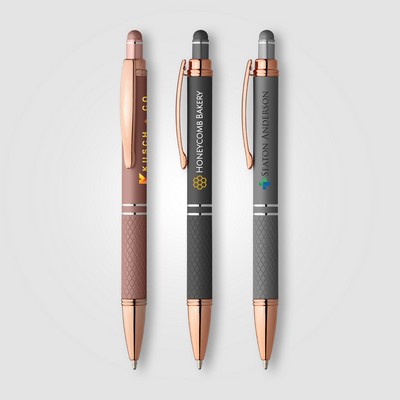 Phoenix Softy Rose Gold Metallic Pen w/ Stylus - Full-Color Inkjet