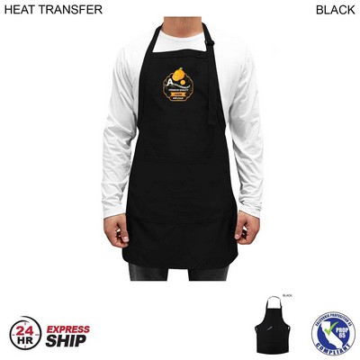 24 Hr Express Ship - Twill Bib Apron, (25"x28"), 2 Pockets, Adjustable Neck, Heat Transfer Logo