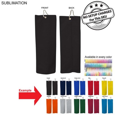 Colored Microfiber Dri-Lite Terry Golf Towel, Finished, Trifold Grommet & Hook (6"x15")