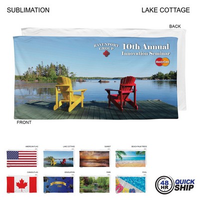 48 Hr Quick Ship - Stock Design Sublimated Plush and Soft Velour Terry Beach Towel, (30"x60")
