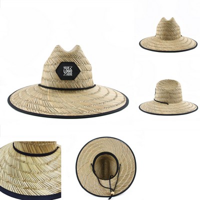 Large Natural Straw Lifeguard Beach Caps