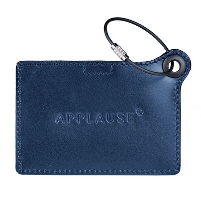 Travelers Envy Leather Luggage Tag with Metal Cable - Custom
