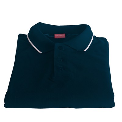Polo Cotton Airtex Tipped Collar blue-XS - 5XLT