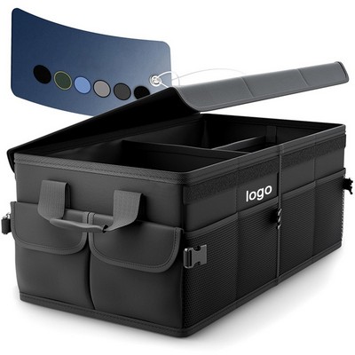 Collapsible Car Trunk Organizer - Foldable Storage Box with Adjustable Dividers